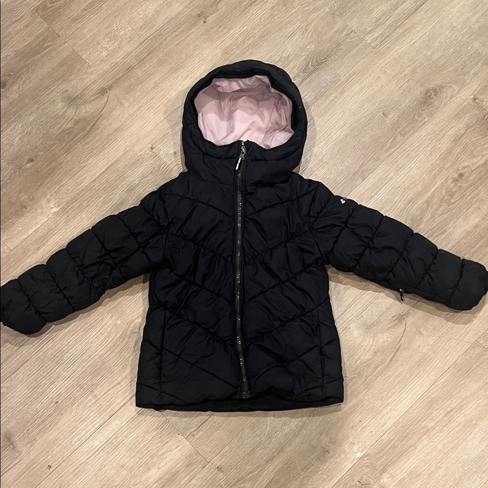 Columbia Black Puffer Jacket with Pink Lining